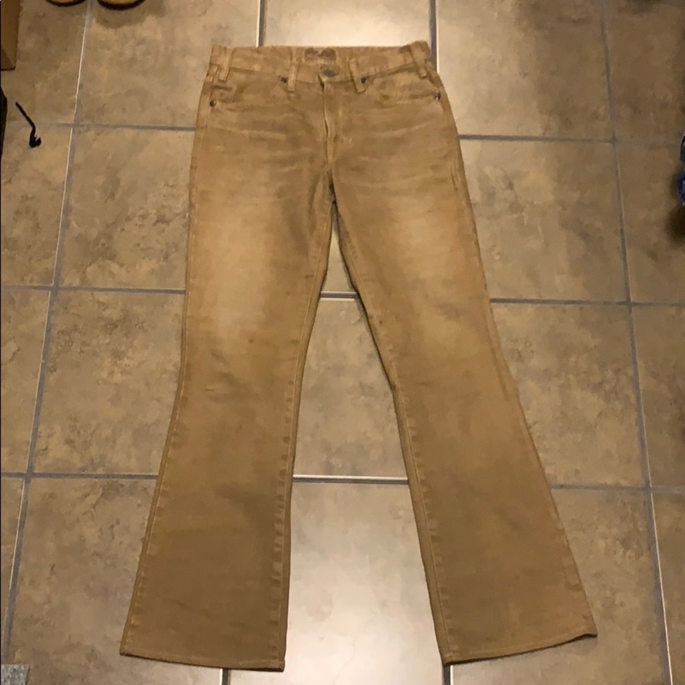 tan flare jeans